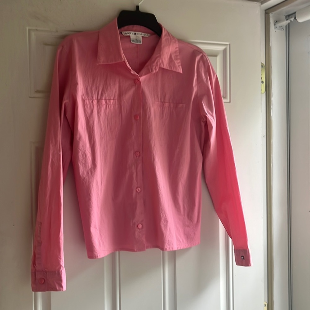 Pink Tommy Hilfiger button down blouse.